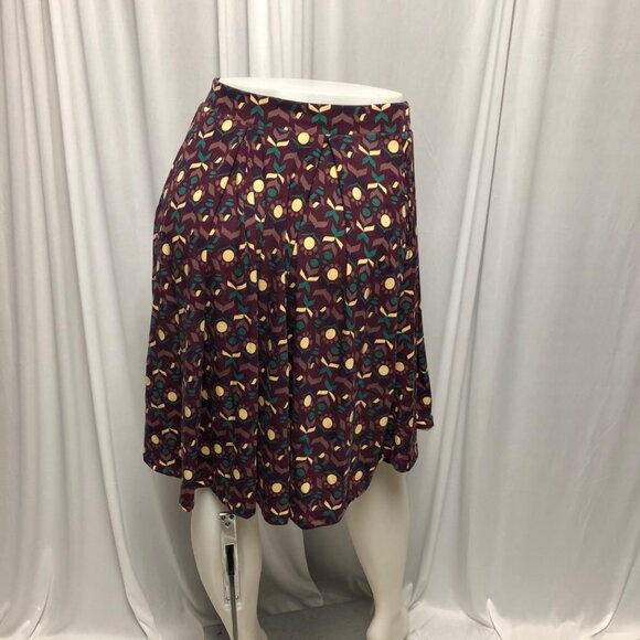 LulaRoe Pleated Full Skirt Womens Size Small Burgundy Green Yellow Comfy - Picture 3 of 5